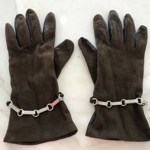 MARK CROSS LADIES BROWN LEATHER SUEDE GLOVES SIZE 7